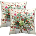 thumbnail image 1 of Valentine''s Day Throw Pillow Covers 20x20 Inch Set of 2, Red Love Hearts Eucalyptus Leaves Jar Decorative Pillowcases Square Couch Cushion Cover for Wedding Anniversary Decor, 1 of 4