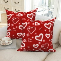 Valentine's Day Throw Pillow Covers 20x20 Set of 2,Red Heart Valentine Decorative Pillow Cases for Bedroom Sofa Couch