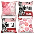 thumbnail image 1 of Valentine's Day Throw Pillow Covers 20x20 Set of 4,Pink and Red Candy Love Decorative Pillow Cases for Bedroom Sofa Couch, 1 of 6