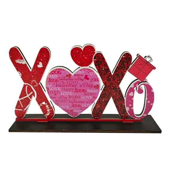 Valentine's Day Tiered Tray Decor Decoration Inspired Holiday Decor, Wooden Love Word Sign for Shelf, Mantel, Tabletop, Romantic Home Accent Gift,A