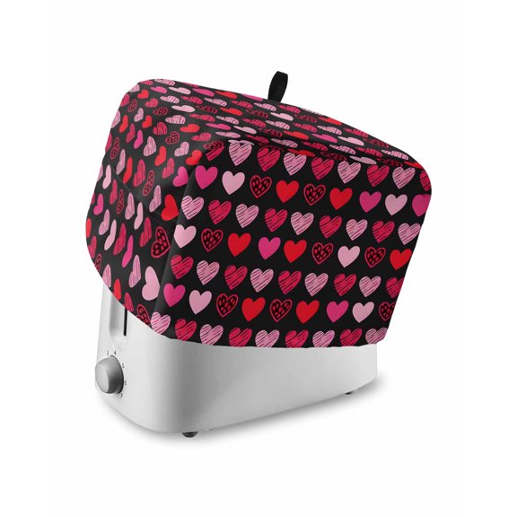 Valentine's Day Toaster Cover 2 Slice, Small Kitchen Appliance Covers, Love Heart Modern Abstract Art Romantic Toaster Oven Cover with Loop, Bread Machine Cover Polyester Dust Cover Protection