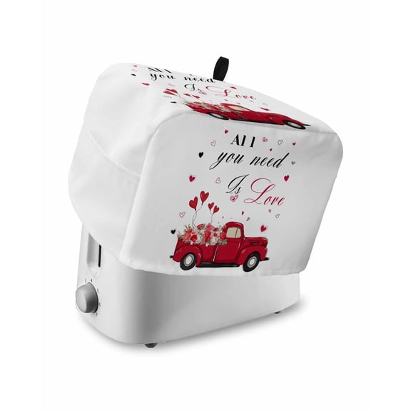 Valentine's Day Toaster Cover 2 Slice, Small Kitchen Appliance Covers, Love Heart Roses Romantic Modern Art Toaster Oven Cover with Loop, Bread Machine Cover Polyester Dust Cover Protection
