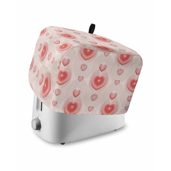 Valentine's Day Toaster Cover 2 Slice, Small Kitchen Appliance Covers, Modern Funny Romantic Love Heart Stripes Toaster Oven Cover with Loop, Bread Machine Cover Polyester Dust Cover Protection