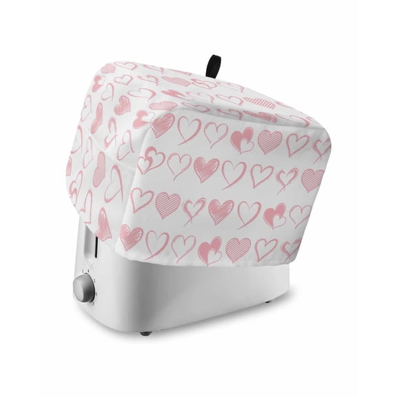 Valentine's Day Toaster Cover 2 Slice, Valentines Pink Love Heart Romantic Dustproof Bread Machine Oven Cover with Storage Pockets, Fits Most Kitchen Toasters Protector