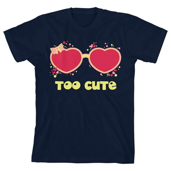 Valentine's Day Too Cute Crew Neck Short Sleeve Navy Youth T-shirt-Medium