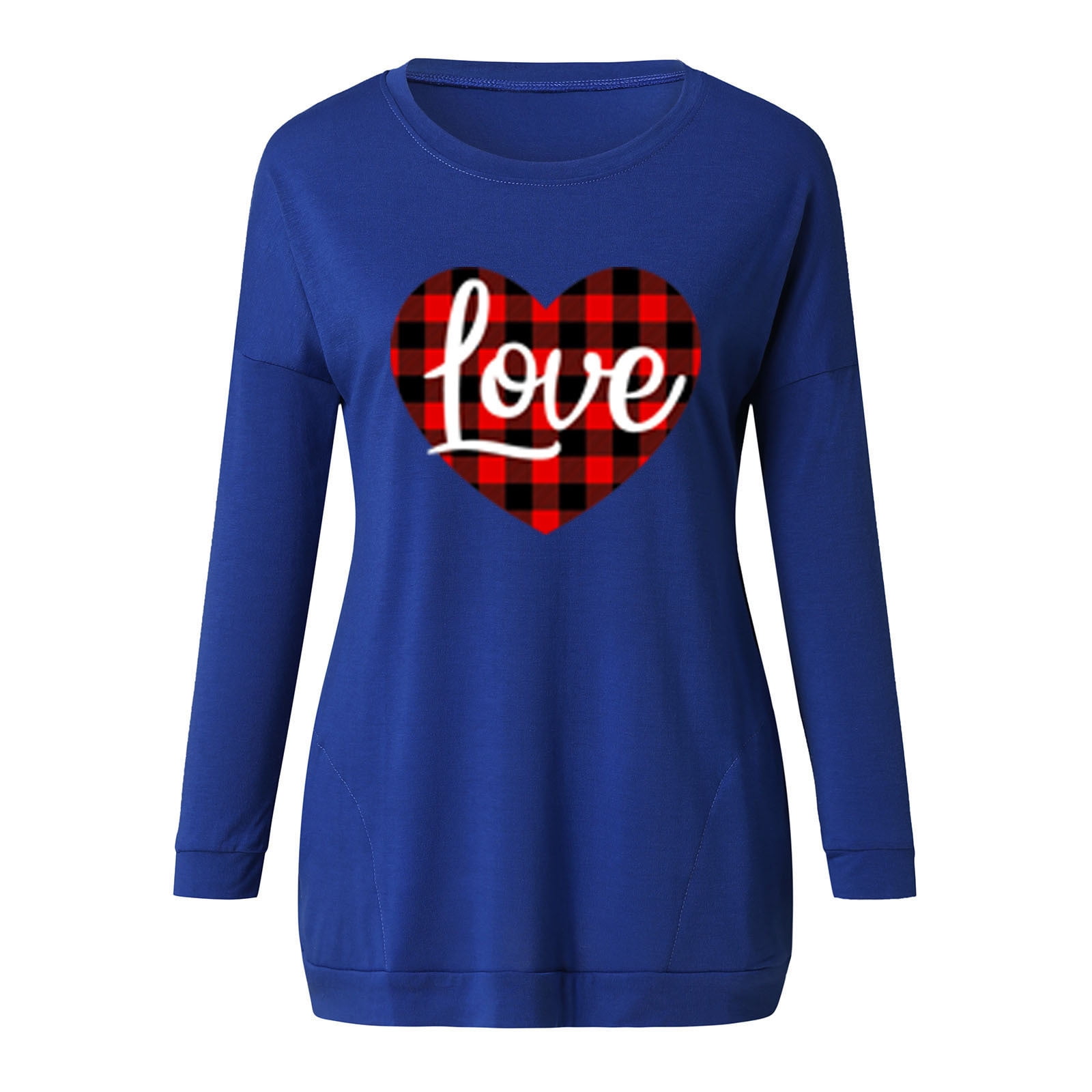 Valentine's Day Tops Women Women's Valentine's Day Love Print Round
