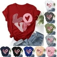 thumbnail image 1 of Valentine's Day Tops for Fashion Women Valentine's Day Print Short Sleeve T-shirt Novelty Graphic Tops Beige qILAKOG Size XXXL, 1 of 4