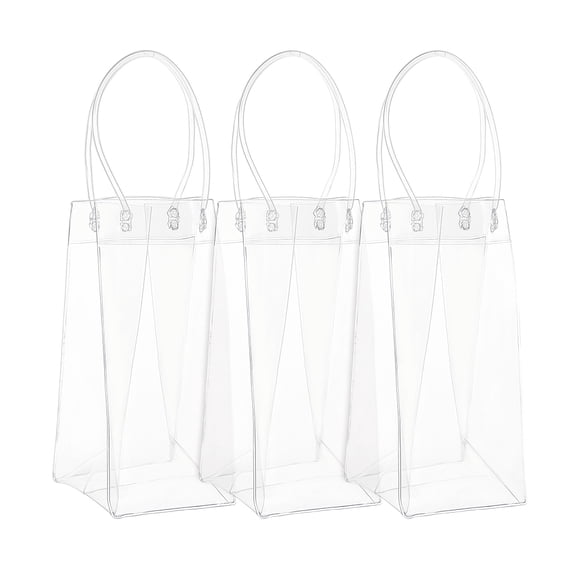 Valentine's Day Transparent PVC Plastic bag with Handle Red Wine Tote bag Clear 36x12x1cm