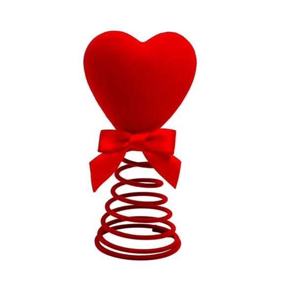Valentine's Day Tree Topper Heart Decorations, Velvet Heart Tree Topper for Valentines Day Wedding Anniversary Holiday Party Home Decor, Tree Top Decoration Spring Party Decor, 1Pc(Red,3.1x3.1x6.3")