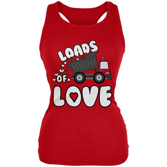 Valentine's Day Truck Loads of Love Juniors Soft Tank Top Red X-LG
