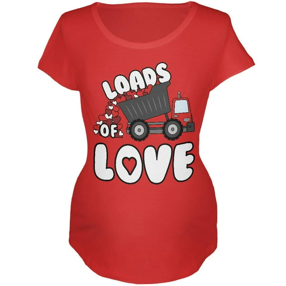 Valentine's Day Truck Loads of Love Maternity Soft T Shirt Red SM