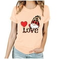 thumbnail image 1 of Valentine's Day Tshirt for Women Short Sleeve Crewneck Heart Graphic Print Pullover Top for Romantic Beige-2 S, 1 of 7