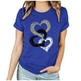 thumbnail image 1 of Valentine's Day Tshirt for Women Short Sleeve Crewneck Heart Graphic Print Pullover Top for Romantic Navy S, 1 of 7