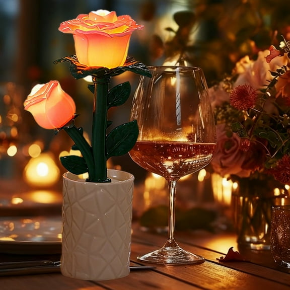 Valentine’s Day Tulip Building Block Night Light Romantic LED Flower Lamp for Bedroom Table Décor Creative Gift for Couples and Friends