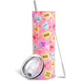thumbnail image 1 of Valentine''s Day Tumbler 20 Oz with Handle and Straw - Insulated Stainless Steel Skinny Cup with Pastel Hearts Design, Cute Birthday Gift for Women, Girls, Friends, Lovers, 1 of 6