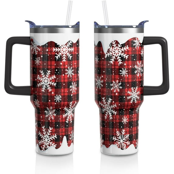 Valentine''s Day Tumbler Gifts for Women Girls, Red Hearts Stainless Steel Insulated Travel Coffee Cup, 40 Oz Tumblers with Handle and Straw, Anniversary Wedding Water Bottle (1 PC)