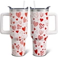 thumbnail image 1 of Valentine''s Day Tumbler Gifts for Women Girls, Red Hearts Stainless Steel Insulated Travel Coffee Cup, 40 Oz Tumblers with Handle and Straw, Anniversary Wedding Water Bottle (1 PC), 1 of 6