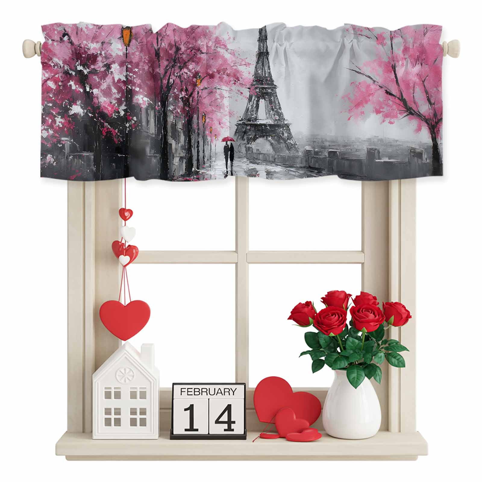 Valentine's Day Valance Curtain for Windows Oil-Painting Couple under ...