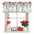 thumbnail image 1 of Valentine's Day Valance Curtain for Windows Red Roses Hearts Green Eucalyptus Leaves Rod Pocket Curtain Valances Short Window Treatments Panels for Kitchen Bathroom Laundry Room Basement 42 x 12 Inch, 1 of 9