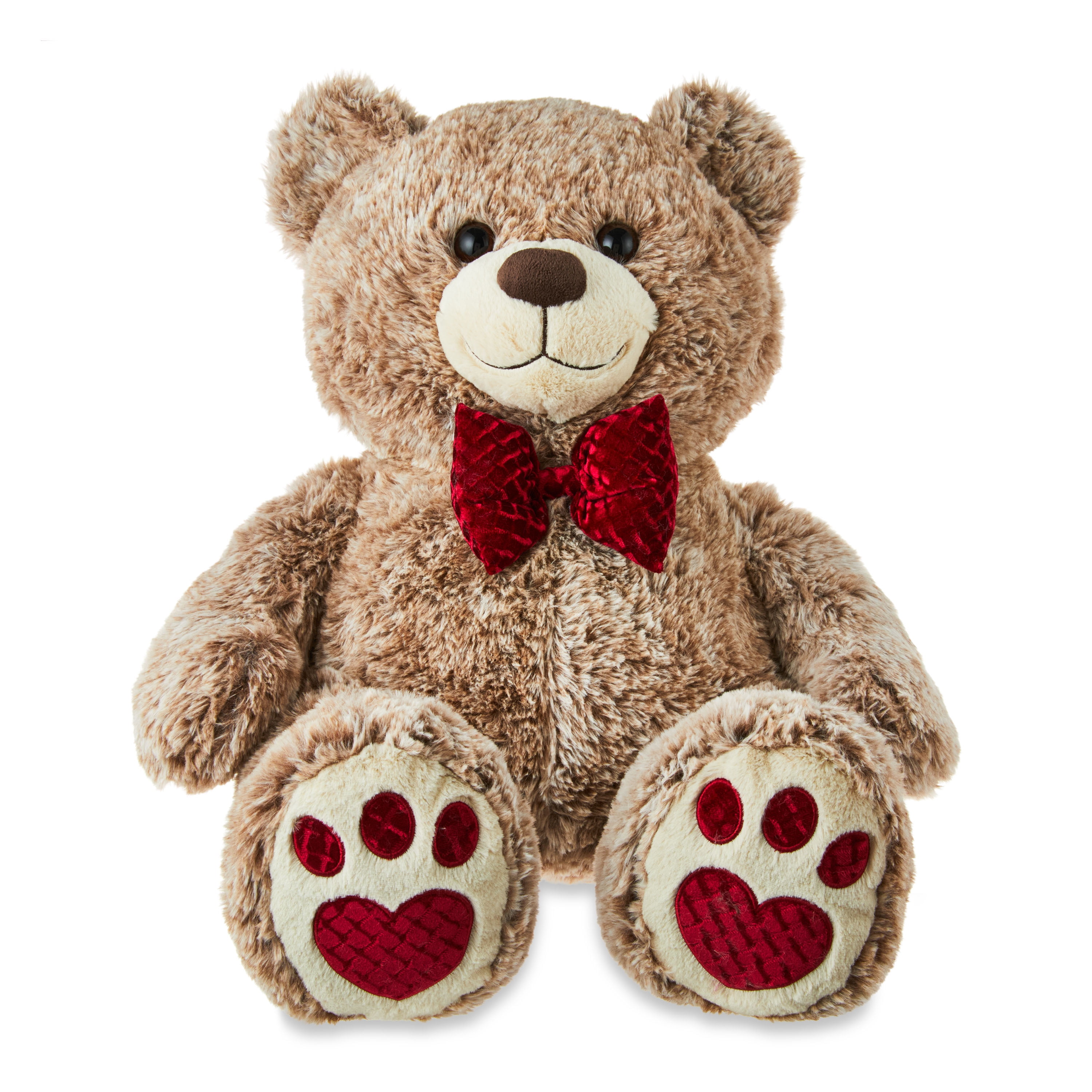 Valentine's Day Velvet Brown Bear Plush Toy, 20", by Way To Celebrate