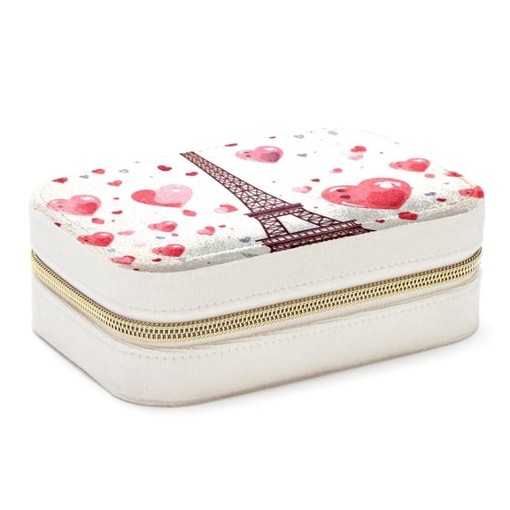 Valentine's Day Velvet Portable Decorative Box with Removable Compartment - Jewelry Stand, Necklace Organizer, and Gift