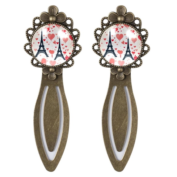 Valentine's Day Vintage Copper-Colored Lace Bookmarks: Stainless Steel Book Accessories, Book Markers, and Book Marks for Readers and Book Lovers - Set of 2