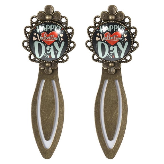 Valentine's Day Vintage Copper-Colored Lace Bookmarks: Stainless Steel Reading Accessories for Book Lovers - Set of 2