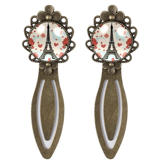 Valentine's Day Vintage Copper-Colored Lace Bookmarks: Stainless Steel Reading Accessories for Book Lovers - Set of 2