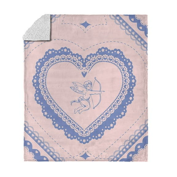 Valentine's Day Vintage Hearts Silk Touch Sherpa Throw Blanket 50x60 Inches