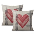 thumbnail image 1 of Valentine's Day Vintage Love Heart Throw Pillow Covers 16"x16", Set Of 2, Linen Study Sofa Cushion Cover Indoor Living Room Home Decor, 1 of 7