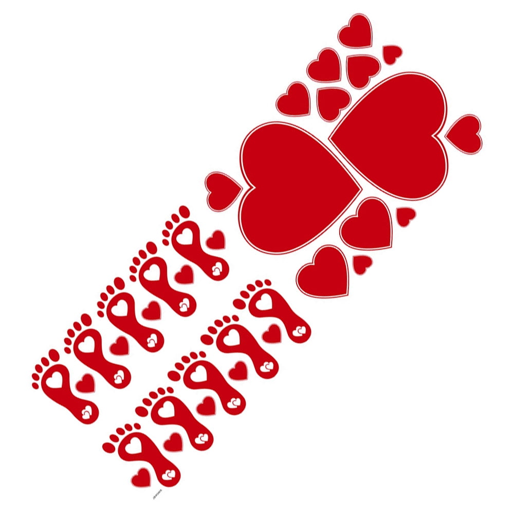 Valentine's Day Wall Sticker Stickers Heart Floor Decals Red Romantic ...