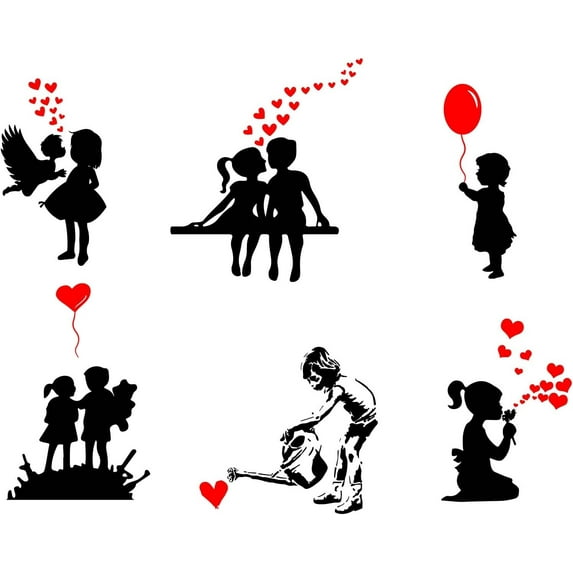Valentine's Day Wall Stickers Love Heart Wall Decals Banksy Inspired Decals There is Always Hope Valentines Decals for Bedroom Home Decorations DIY