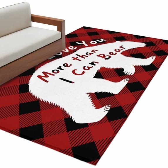 Valentine's Day Washable Area Rug 2.7 x 5 ft I Love More Than I Can Bear, Soft Non Slip Rugs Stain Repellent Indoor Felt Carpet for Living Dining Room Bedroom Home Office