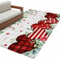 thumbnail image 1 of Valentine's Day Washable Area Rug 2.7 x 5 ft Red Heart Green Eucalyptus Roses Petals Plaid, Soft Non Slip Rugs Stain Repellent Indoor Felt Carpet for Living Dining Room Bedroom Home Office, 1 of 9