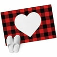 thumbnail image 1 of Valentine's Day Washable Area Rug 2 x 3 ft Red and Black Buffalo Check with Heart , Soft Non Slip Rugs Stain Repellent Indoor Felt Carpet for Living Dining Room Bedroom Home Office, 1 of 9