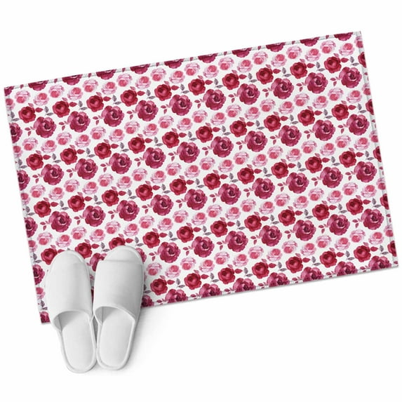 Valentine's Day Washable Area Rug 2 x 3 ft Roses Romantic, Soft Non Slip Rugs Stain Repellent Indoor Felt Carpet for Living Dining Room Bedroom Home Office
