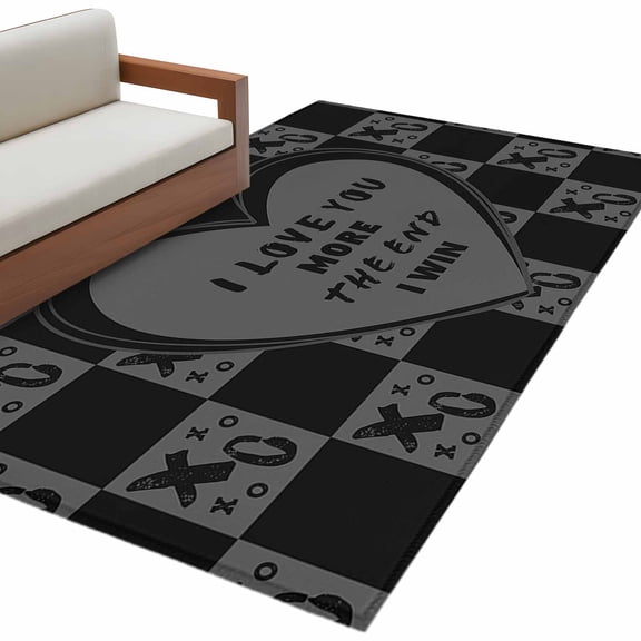 Valentine's Day Washable Area Rug 3 x 5 ft I Love You More the End I Win , Soft Non Slip Rugs Stain Repellent Indoor Felt Carpet for Living Dining Room Bedroom Home Office