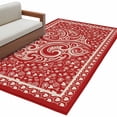 thumbnail image 1 of Valentine's Day Washable Area Rug 4 x 6 ft Abstract Boho Romantic Floral Leaf Dark Red Love Heart, Soft Non Slip Rugs Stain Repellent Indoor Felt Carpet for Living Dining Room Bedroom Home Office, 1 of 9