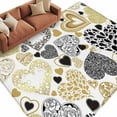 thumbnail image 1 of Valentine's Day Washable Area Rug 5 x 8 ft Abstract Black Gold Roses Water Drops Love Heart, Soft Non Slip Rugs Stain Repellent Indoor Felt Carpet for Living Dining Room Bedroom Home Office, 1 of 9