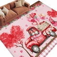 thumbnail image 1 of Valentine's Day Washable Area Rug 5 x 8 ft Roses Love Heart Truck Gnome Rustic Pink, Soft Non Slip Rugs Stain Repellent Indoor Felt Carpet for Living Dining Room Bedroom Home Office, 1 of 9