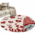 thumbnail image 1 of Valentine's Day Washable Area Rug&nbsp;3 ft Romantic Red Hat Gnome Red Plaid Dots Love Heart Linen Texture Soft Round&nbsp;Rugs for Living Room, Non Slip Carpet for Bedroom&nbsp;Entryway Dining Room, 1 of 9