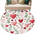 thumbnail image 1 of Valentine's Day Washable Area Rug&nbsp;5 ft Vintage Red Pink Dots Love Heart Roses Floral Eucalyptus Leaf Soft Round&nbsp;Rugs for Living Room, Non Slip Carpet for Bedroom&nbsp;Entryway Dining Room, 1 of 9