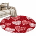 thumbnail image 1 of Valentine's Day Washable Round Area Rug 3.3 ft, Abstract Romantic Red White Floral Love Heart Red, Soft Non Slip Rugs Stain Repellent Indoor Felt Carpet for Living Dining Room Bedroom Home Office, 1 of 9
