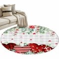 thumbnail image 1 of Valentine's Day Washable Round Area Rug 3.3 ft, Red Heart Green Eucalyptus Roses Petals Plaid, Soft Non Slip Rugs Stain Repellent Indoor Felt Carpet for Living Dining Room Bedroom Home Office, 1 of 9