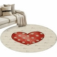 thumbnail image 1 of Valentine's Day Washable Round Area Rug 4 ft, Vintage Watercolor Dots Red Love Heart Linen Texture, Soft Non Slip Rugs Stain Repellent Indoor Felt Carpet for Living Dining Room Bedroom Home Office, 1 of 9