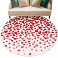 thumbnail image 1 of Valentine's Day Washable Round Area Rug 6 ft, Romantic Gradient Red Pink Falling Love Heart, Soft Non Slip Rugs Stain Repellent Indoor Felt Carpet for Living Dining Room Bedroom Home Office, 1 of 9