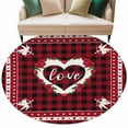 thumbnail image 1 of Valentine's Day Washable Round Area Rug 8 ft, Love Heart Black Red Buffalo Plaid , Soft Non Slip Rugs Stain Repellent Indoor Felt Carpet for Living Dining Room Bedroom Home Office, 1 of 9