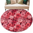 thumbnail image 1 of Valentine's Day Washable Round Area Rug 8 ft, Pink and Red Rose Flowers, Soft Non Slip Rugs Stain Repellent Indoor Felt Carpet for Living Dining Room Bedroom Home Office, 1 of 9