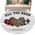 thumbnail image 1 of Valentine's Day Washable Round Area Rug 8 ft, Red Black Plaid Leopard Heart Grey Wooden, Soft Non Slip Rugs Stain Repellent Indoor Felt Carpet for Living Dining Room Bedroom Home Office, 1 of 9