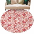 thumbnail image 1 of Valentine's Day Washable Round Area Rug 8 ft, Romantic Gradient Leopard Love Heart Linen Texture, Soft Non Slip Rugs Stain Repellent Indoor Felt Carpet for Living Dining Room Bedroom Home Office, 1 of 9